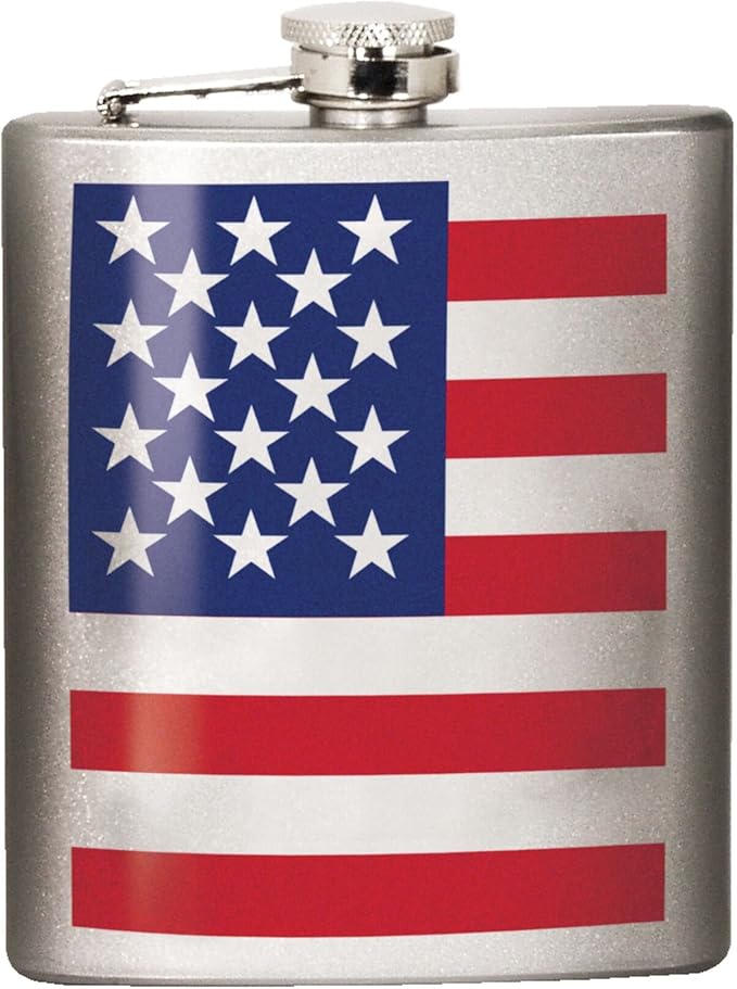 Spoontiques-American Flag Flask, Silver