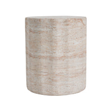 Load image into Gallery viewer, Elegant Indoor / Outdoor Lightweight Concrete Side Table With Travertine - Beige
