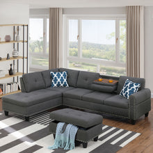 Load image into Gallery viewer, Alger - Left Hand Facing Sofa &amp; Chaise With Ottoman - Dark Gray
