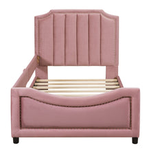 Load image into Gallery viewer, Upholstered Daybed With Classic Stripe Shaped Headboard
