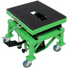Load image into Gallery viewer, Hydraulic Motorcycle Scissor Jack Lift With Foot Step And Wheels For Dirt Bikes - Black / Green
