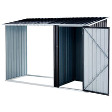 Load image into Gallery viewer, Firewood Storage Shed, Outdoor Firewood Rack, Outdoor Storage Shed With Log Holder, Firewood Shelter For Patio, Anthracite Galvanized Steel - Black
