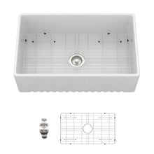 Load image into Gallery viewer, Apron-Front Reversible Single Bowl Kitchen Sink With Accessories - White
