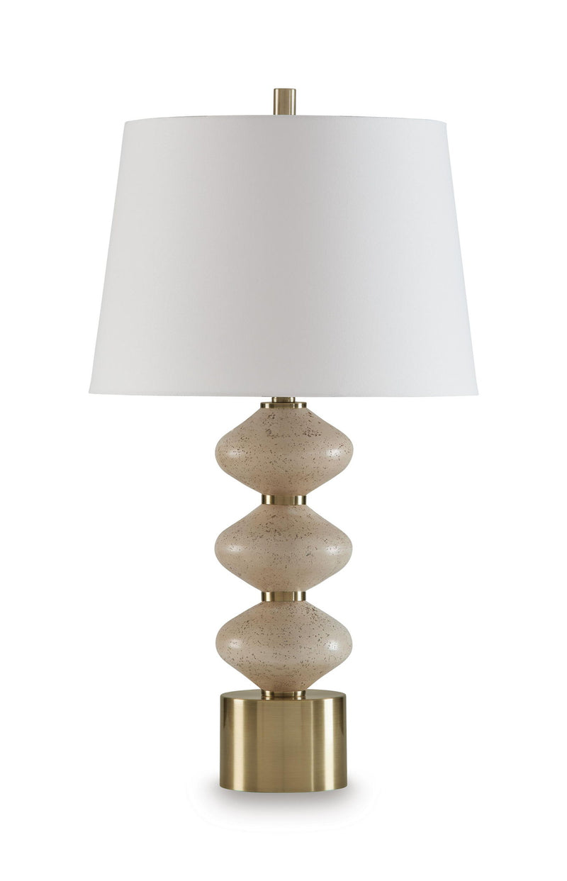 Wardthrone - Poly Table Lamp - Beige / Gold Finish