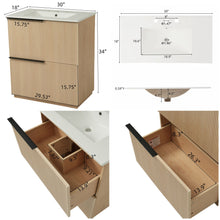 Load image into Gallery viewer, Fluted Bathroom Vanity With Ceramic Sink, Soft Close Slides
