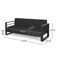 Load image into Gallery viewer, Giovanna - 3 Seater Sofa With Aluminum Frame And Water Repellence Cushions - Black

