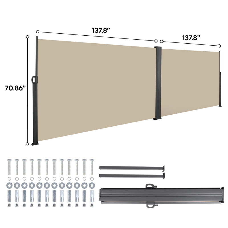 Retractable Side Awning, Waterproof And UV Resistant, Privacy Screen For Patio