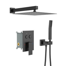 Load image into Gallery viewer, Dual Shower Head System With Square Rain Shower And Rough In Valve
