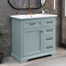 Load image into Gallery viewer, Bathroom Vanity With Ceramic Sink, Freestanding Design, 2 Tip Out Drawers, Soft Close Hinges - Gray
