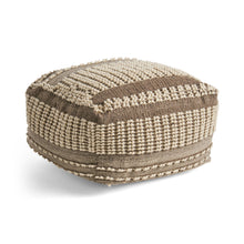 Load image into Gallery viewer, Rustic Wool And Cotton Large Pouf, Handcrafted Tufted Design - Brown / Beige
