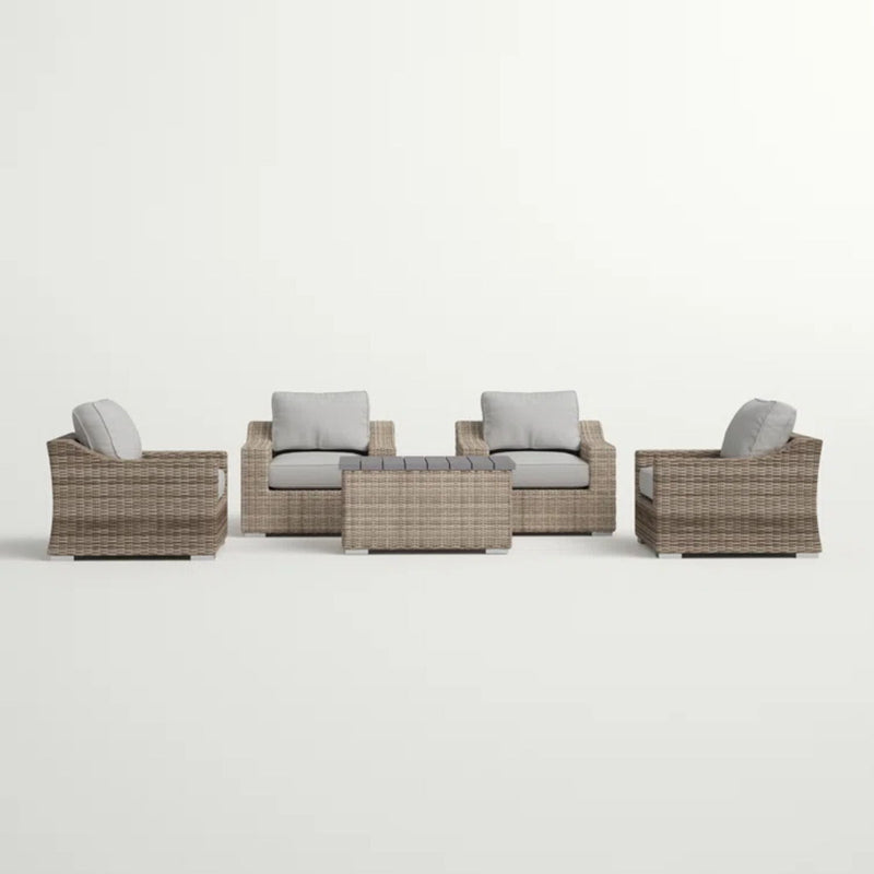 Wicker Sectional Seating Group With Cushions - Gray Mix