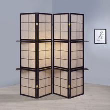 Load image into Gallery viewer, 4 Panel Folding Screen With Shelves - Brown

