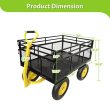 Load image into Gallery viewer, Steel Garden Cart, Heavy Duty 1400 Lbs Capacity, With Removable Mesh Sides To Convert Into Flatbed, Utility Metal Wagon With 2-In-1 Handle And 16 In Tires, Perfect For Garden, Farm, Yard - Black
