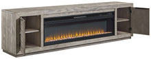 Load image into Gallery viewer, Naydell - 92" TV Stand With Wide Fireplace Insert - Gray
