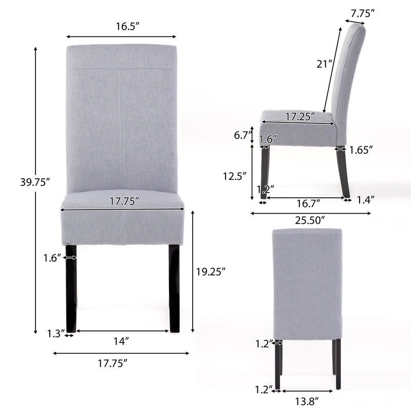 Amaranthine - Upholstered Dining Chair With High Back And Wood Legs (Set of 2) - Light Gray