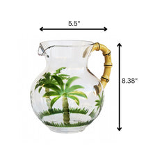 Load image into Gallery viewer, Palm Tree Design 3 Quarts Unbreakable Plastic Water Pitcher With Lid And Spout, Bpa Free - Clear
