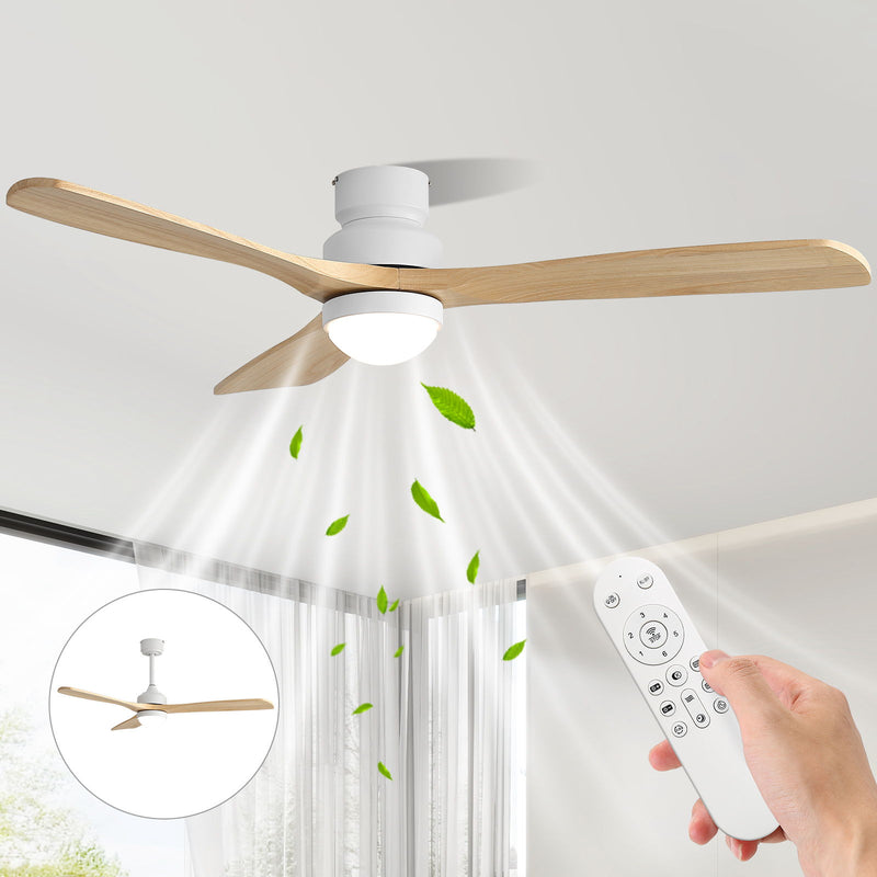 52" Ceiling Fan With Dimmable LED Light, 6 Speed DC Motor, 3 Blades