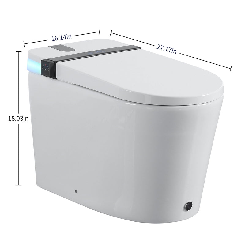 Smart Toilet With Bidet Seat Built In, Auto Open / Close Seat, Foot Sensor, LED Display - White