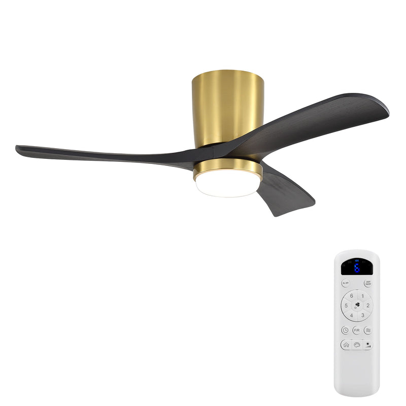 42" Ceiling Fan With Dimmable LED Light, DC Reversible Motor, 6 Speed Adjustable For Living Room - Gold / Black