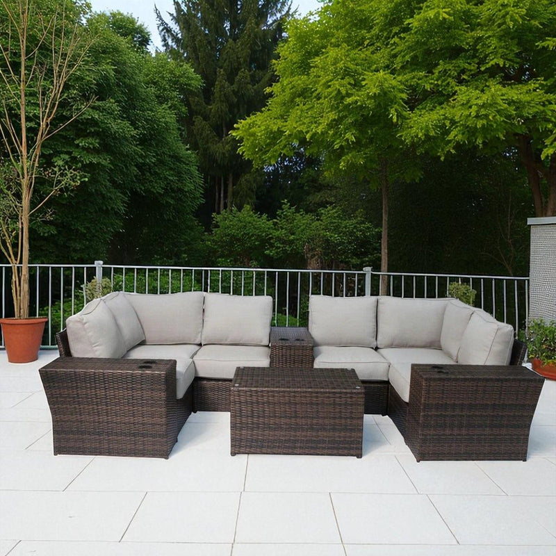 Winsford - Rattan Sectional Seating Group With Cushions, 4 Person Capacity - Espresso