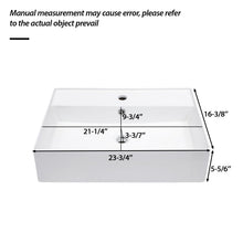 Load image into Gallery viewer, Modern Ceramic Rectangular Wall Mounted Bathroom Sink With Faucet Hole &amp; Overflow
