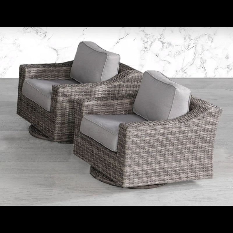Swivel Patio Chair With Luxurious Cushions Perfect For Outdoor Relaxation (Set of 2) - Gray / Gray Mix