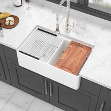 Load image into Gallery viewer, Double Bowl Sink Workstation 33" With Built In Work Surface And Accessories - White
