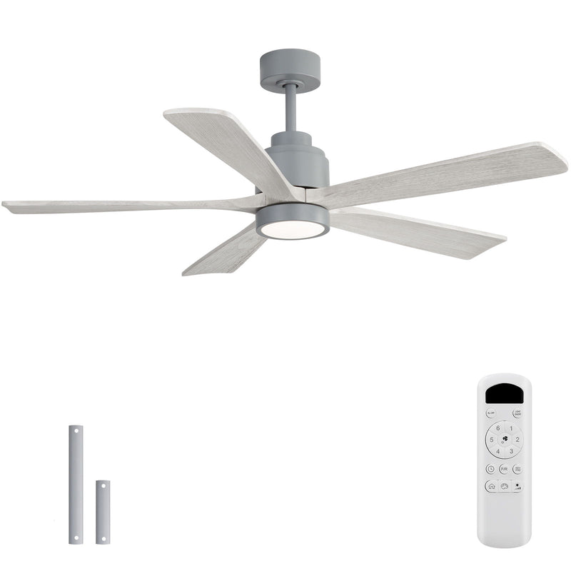 52" Ceiling Fan With Dimmable LED Light And 6 Speed Remote Control - Cement Gray