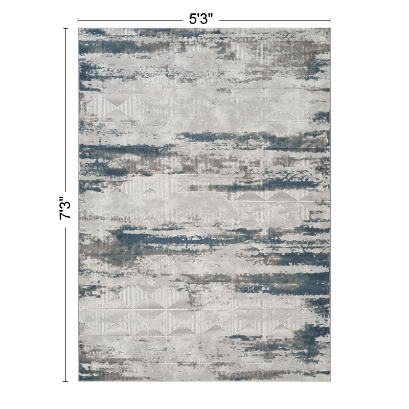 Geometrix - 5'3" X 7'3" Area Rug & Geometric 3D Effect - Ivory / Gray - Polyester