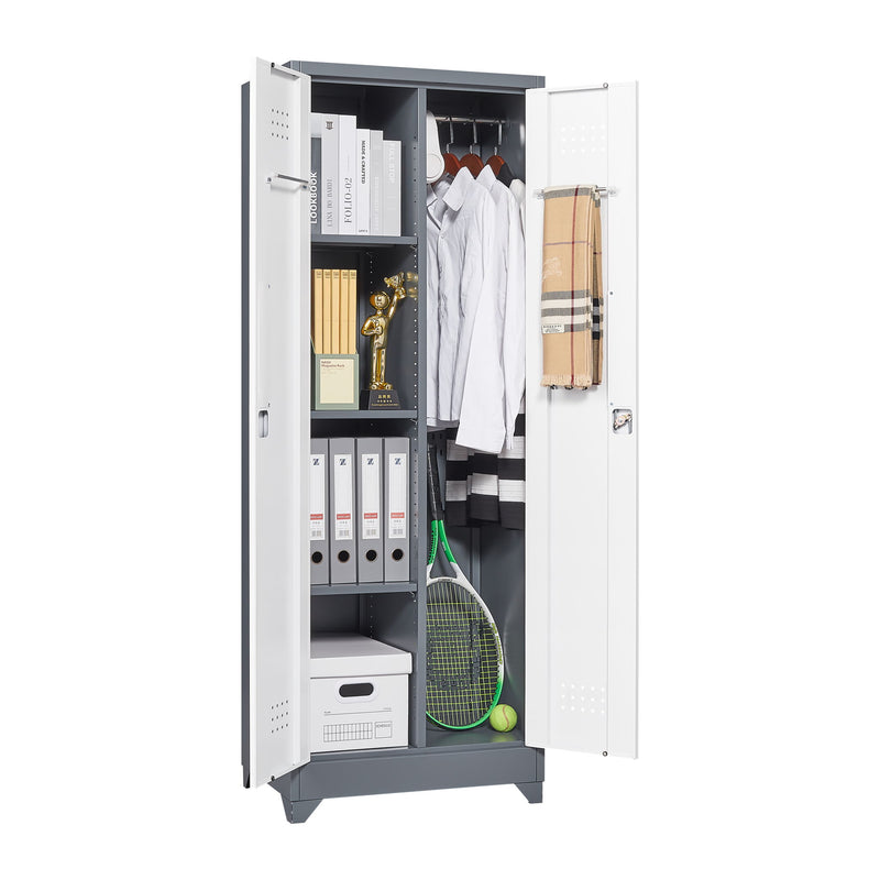 Lockers With Locking Doors, Adjustable Shelves, High Broom Tool Storage Cabinet
