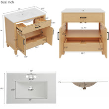 Load image into Gallery viewer, Bathroom Vanity With Ceramic Sink, Modern Free Standing Cabinet With Soft Close Drawers
