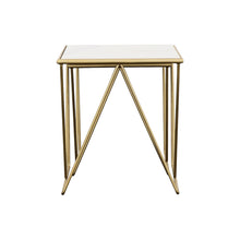 Load image into Gallery viewer, Sinclair - 2 Piece Nesting Table Set With Iron And Luxurious Marble Surface - White / Gold
