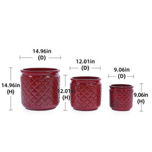 Load image into Gallery viewer, 3 Pieces Ceramic Flowerpot, Planter For Patio &amp; Garden Or Windowsills - Bean Paste Red
