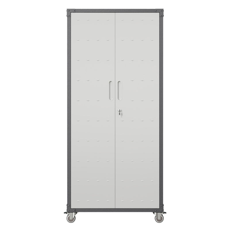 Metal Garage Storage Cabinet With Wheels Heavy Duty Tool Storage Cabinet - Black / Gray