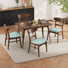 Load image into Gallery viewer, 5 Piece Dining Set &amp; 1 Table And 4 Upholstered Chairs - Mint / Walnut
