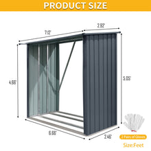 Load image into Gallery viewer, Outdoor Steel Firewood Rack, Open Wood Shed With Sloped Roof For Firewood, Pellet, Or Lumber Storage - Black
