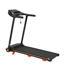 Load image into Gallery viewer, 2.5Hp Quiet Folding Treadmill With Heart Rate Sensor, 300Lbs Weight Capacity, With USB Charge Station For Android &amp; Bluetooth Speaker, 6 Shock Absorbing - Black
