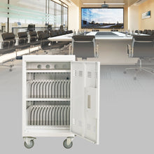 Load image into Gallery viewer, Mobile Charging Cart And Cabinet For Tablets Laptops 30 Device With Combination Lock - Antique White
