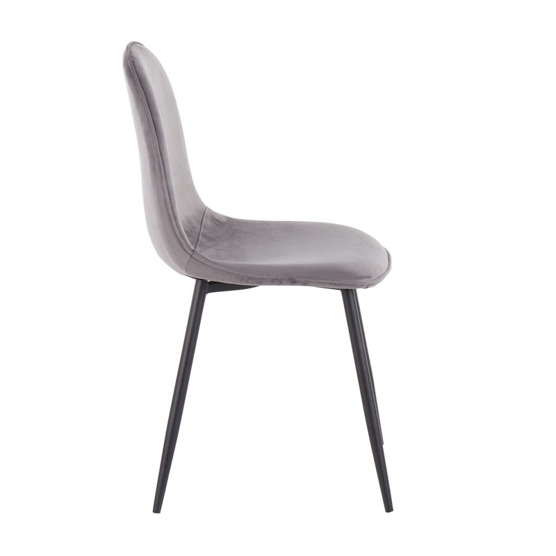 Pebble - Contemporary Chair (Set of 2) - Gray - Velvet