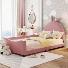 Load image into Gallery viewer, Upholstered Daybed With Rabbit Ear Shaped Headboard
