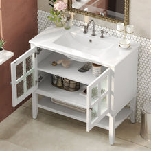 Load image into Gallery viewer, Bathroom Vanity With Ceramic Sink, Adjustable &amp; Open Shelf
