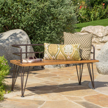 Load image into Gallery viewer, Outdoor Bench With Powder Coated Iron Frame - Teak
