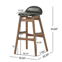 Load image into Gallery viewer, Contemporary Bar Stool With Stylish Seat And Small Backrest - Dark Brown
