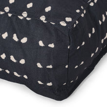 Load image into Gallery viewer, Dalm - Fabric Square Pouf Ottoman With Polystyrene Beads Filling - Dark Blue / White
