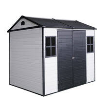Load image into Gallery viewer, Resin Outdoor Storage Shed With Two - Window And Double - Door, Plastic Shed With Floor For Gargen, Patio, Yard, Lawn
