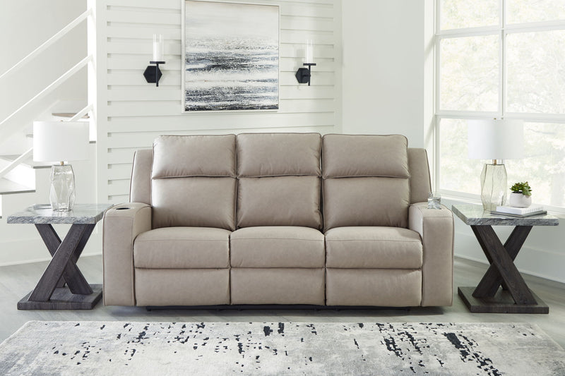 Lavenhorne - Reclining Sofa With Drop Down Table - Pebble