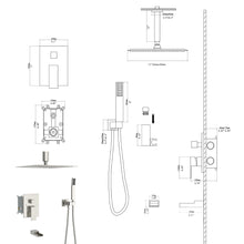 Load image into Gallery viewer, Modern Shower System With Waterfall Tub Spout, 12" Ceiling Mount Square Shower
