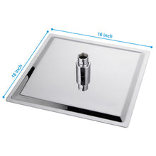 Load image into Gallery viewer, 16" Square Rainfall Shower Head Fixed Wall Mount With Full Body Coverage &amp; Self Cleaning Silicone Nozzles
