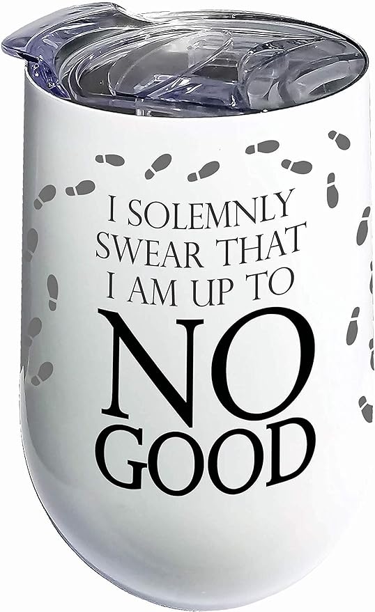 Spoontiques-Harry Potter Stainless Steel Wine Tumbler, 16 Oz - Double Wall Insulated Drink Cup with Lid for Travel - Mischief Managed