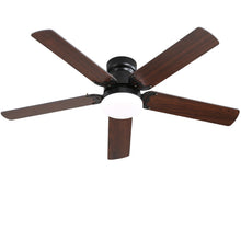 Load image into Gallery viewer, Low Profile Ceiling Fan With Reversible DC Motor, Remote Control, LED Light - Black

